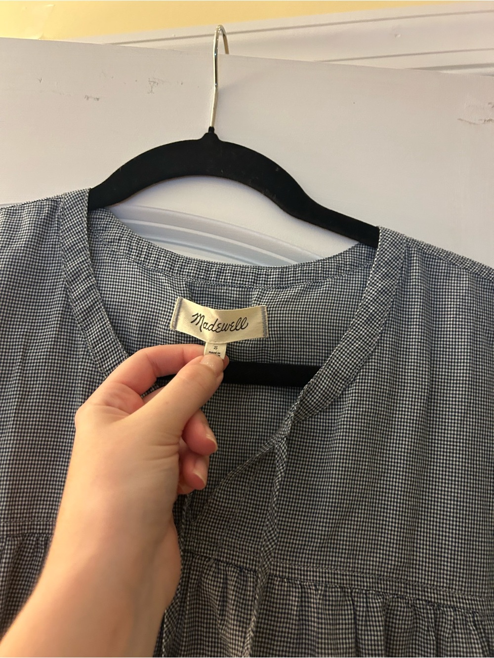 MADWELL Blue Gingham Peasant Blouse - Picture 2 of 4